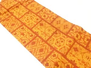 変わり格子に花古典柄織出し名古屋帯